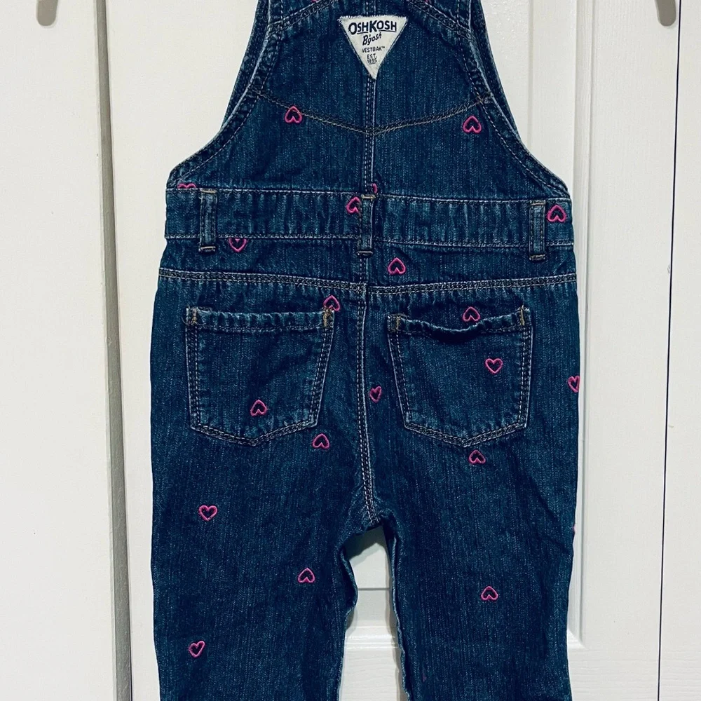OshKosh B'gosh Denim Overalls with Pink Heart Details
